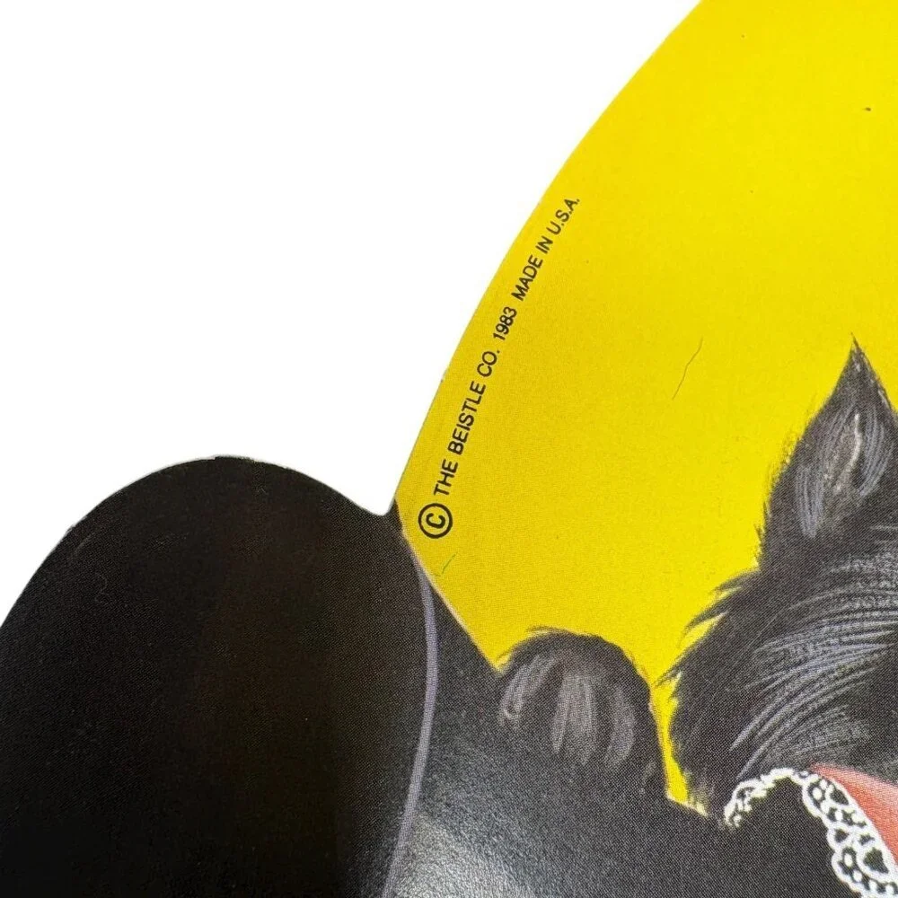 Vintage Beistle Halloween 1983 Die cut Witch Broom Full Moon Bat Cat Decoration